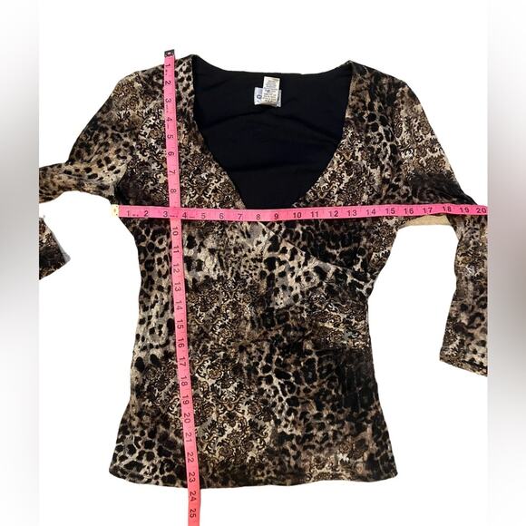 Chico's Brown and Tan V-Neck Wrap Blouse (Size 0) - Picture 9 of 11